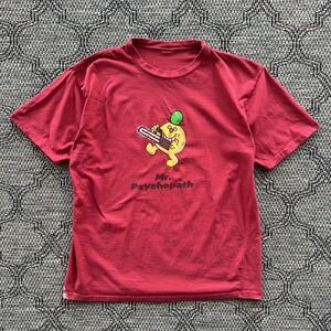 Vintage Mr Psychopath Shirt Men's XL Red Mr. Men Parody Joke Tee Y2K